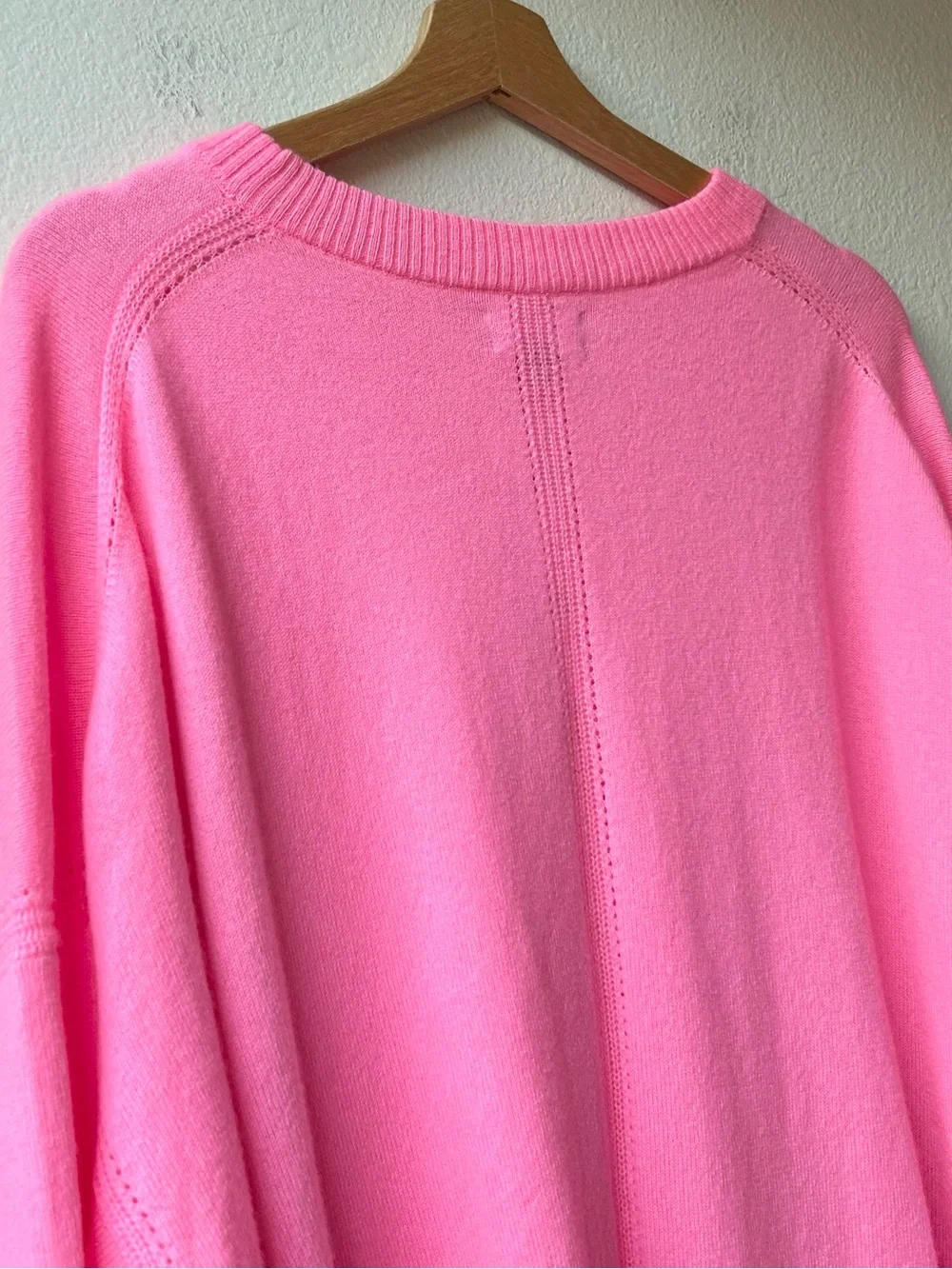 NWT J.Crew Neon Geranium Pink Cashmere blouson-sleeve sweater Sz L